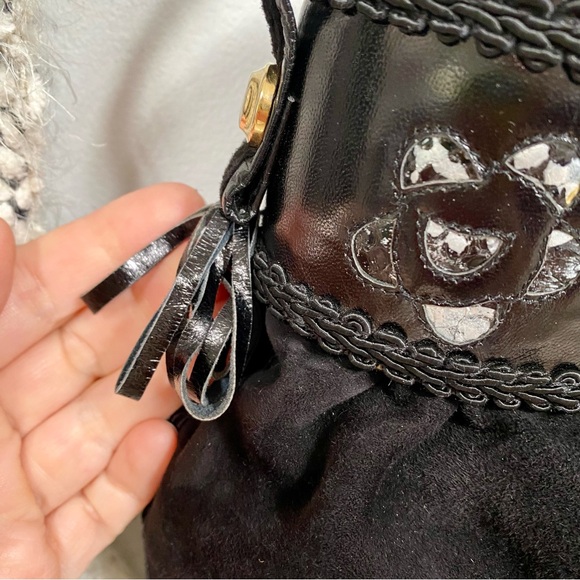 Rare velvet/leather 1950/1960s bag w top handle Made in CANADA - Picture 9 of 16